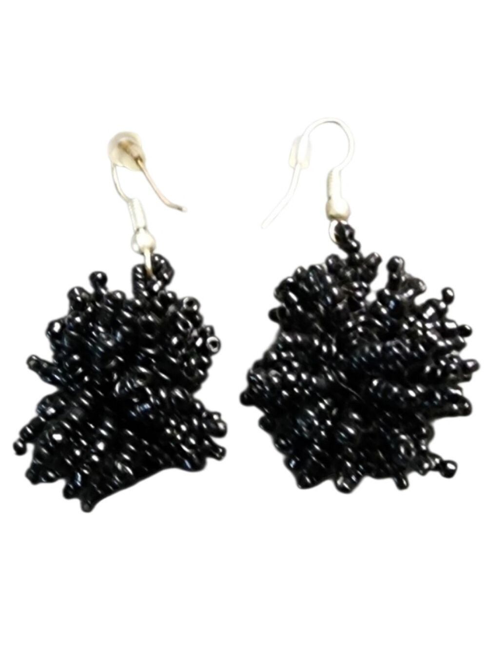 💥4 For $20💥Bold Black Pom-Pom Earrings with Textured Design